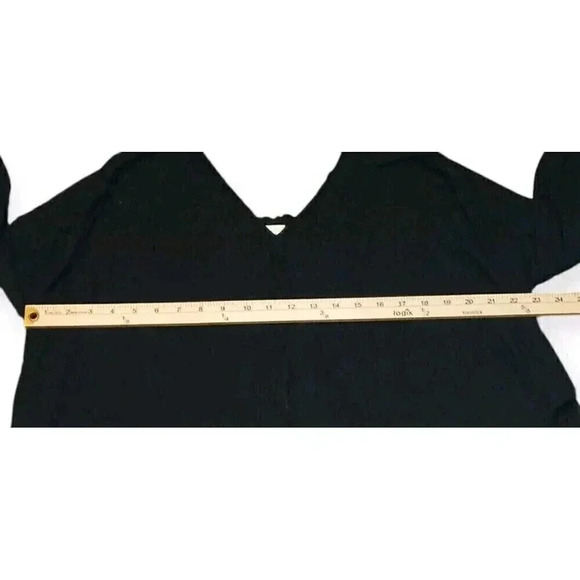 We The Free Women's Oversized Tunic Top 3/4 Sleeve Tassel Blouse Black Size S - Picture 3 of 7